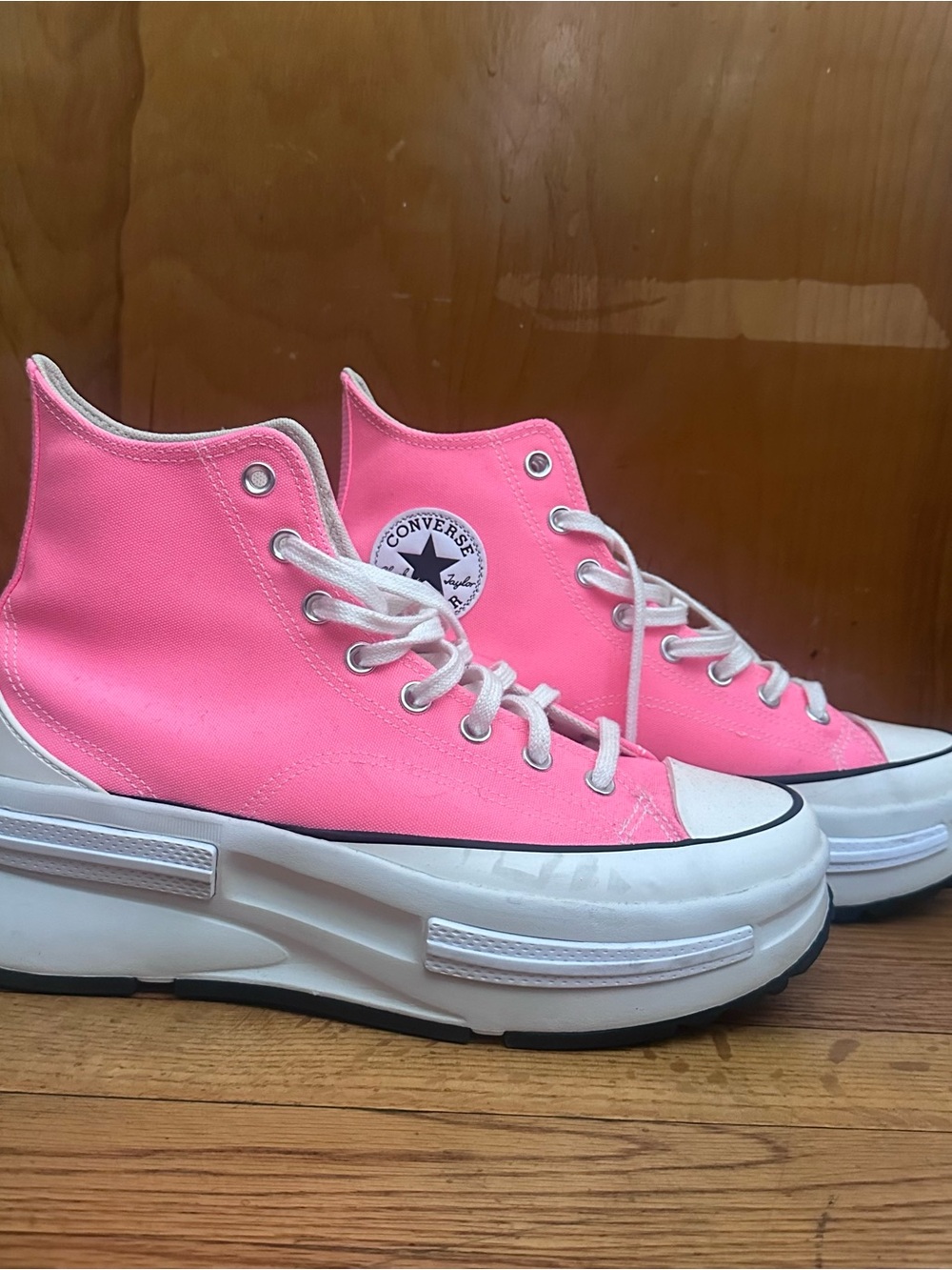 Converse Platform High Top Sneakers in Pink and White